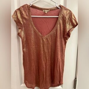 Anthropologie Bordeaux Linen shimmer shirt S